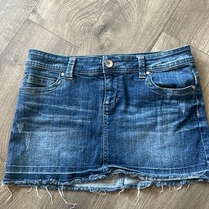 Vintage lei Denim Blue Jean Skirt Button Flap Back Pockets Size 9 juniors